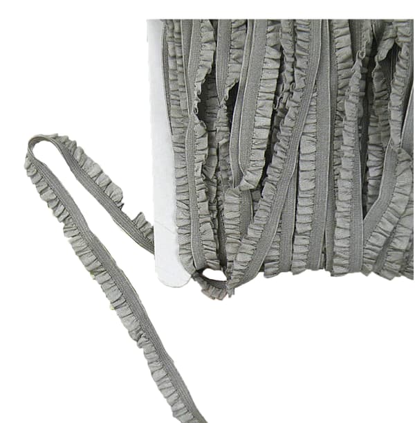 Elastikker til tøj - 5 meter - Bredde 1 cm - Polyester - Elastik - Til kostumer, håndarbejde, syning, dekoration - Elastiksnor - Macrame reb - Grå -