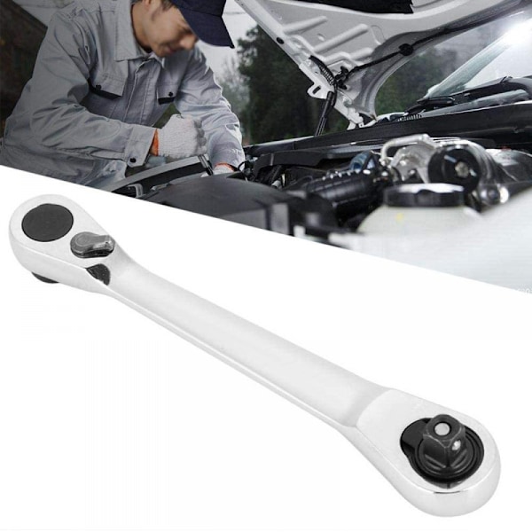Mini skralle nøkkelsett, 1/4 tommers stasjon med sekskant skrutrekker bits, 72 tenner skralle nøkkel for liten plass drift (107mm)