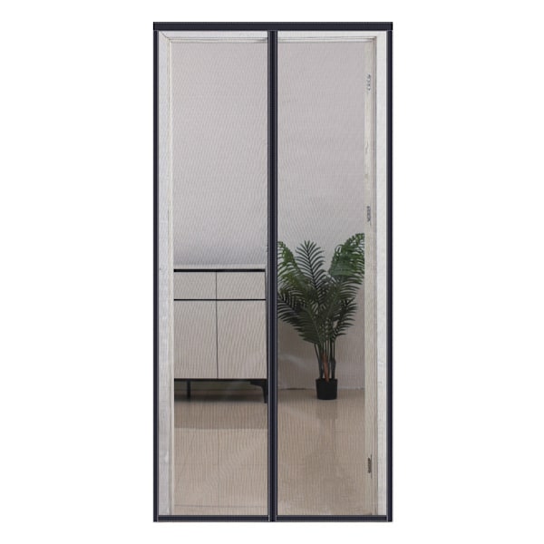 Magnetisk Skærmdør - Kraftigt Mesh, Magnetisk Forsegling fra Top til Bund, Automatisk Lukning, Hold Frisk Luft Inde (100 x 210, Sort)