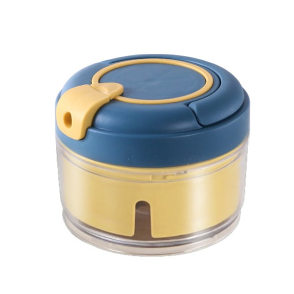 Manuel Hakker - Mini Hakker 200ml - PP Plast - Hurtig Hakning på 5 Sekunder - Til Grøntsager, Løg, Hvidløg (Gul-Blå)