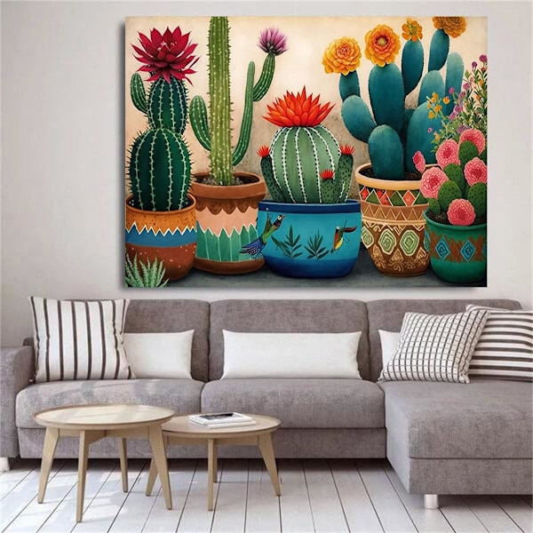 Kaktus Tee-se-itse 5D timanttitaidesarjat Täysi pora Timanttipisteet Maalaukset timanteilla Jalokivitaide ja askartelu Kodin sisustus 30x40cm