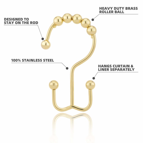 Guld rustfrit stål dobbelt rulle glide bruseforhængsring og kroge