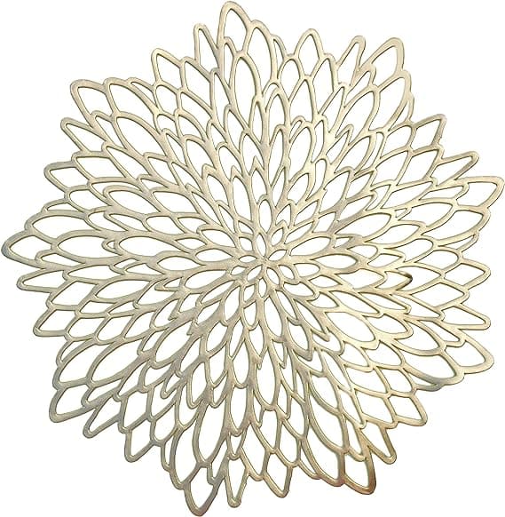 5-pack pressade vinylmetalliska placemats/bröllopsaccent mittpunkt
