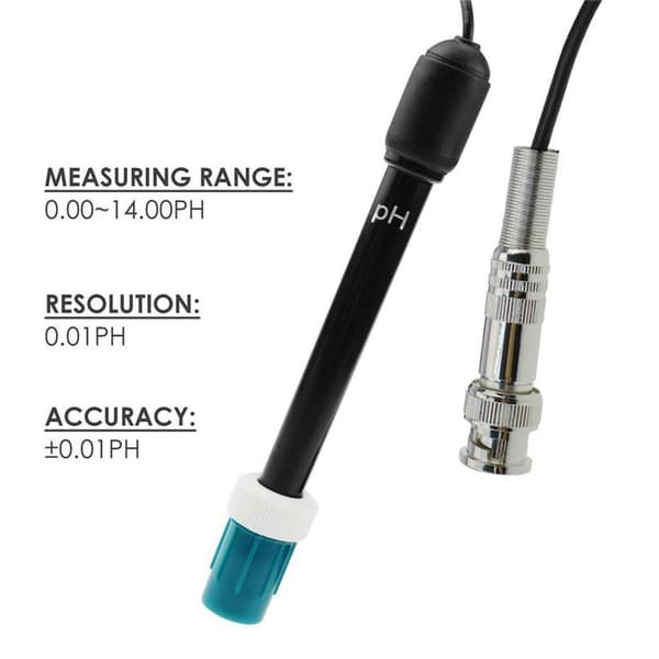 Lang kropp pH-elektrode med BNC-plugg, probe 300cm kabel 0-14pH for pH-måler, pH-kontroller, pH økonomisk sensor