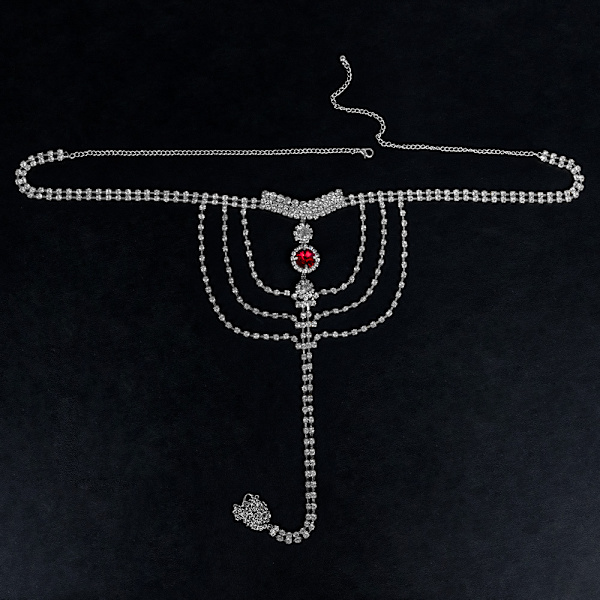 Boho Rhinestone Underkläder Silver Chain Crystal Trosa Bikini G-string Kroppssmycken Tillbehör För Kvinnor Och Flickor