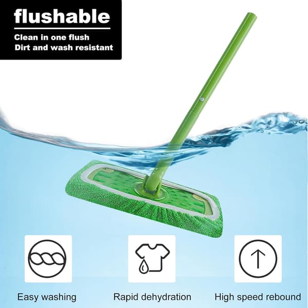 Sæt med 6 mopper: genanvendelige mopper tørre/våde mopper genanvendelige mikrofiber vaskbare til