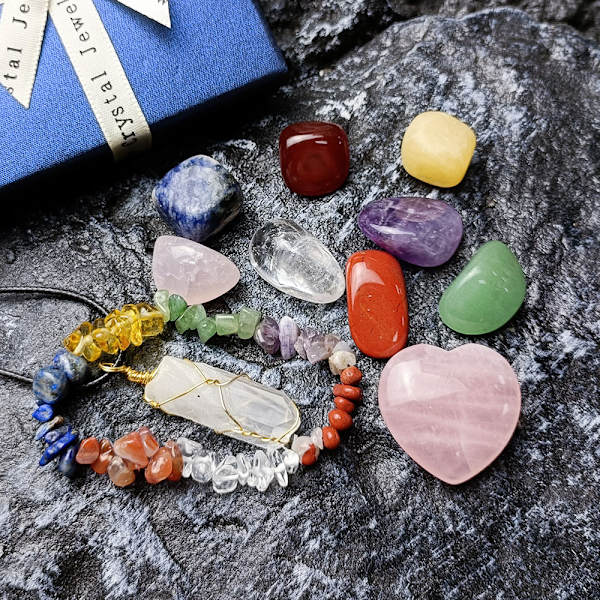 Helbredende krystaller sett edelstener gaver nybegynnere chakra steiner åndelig