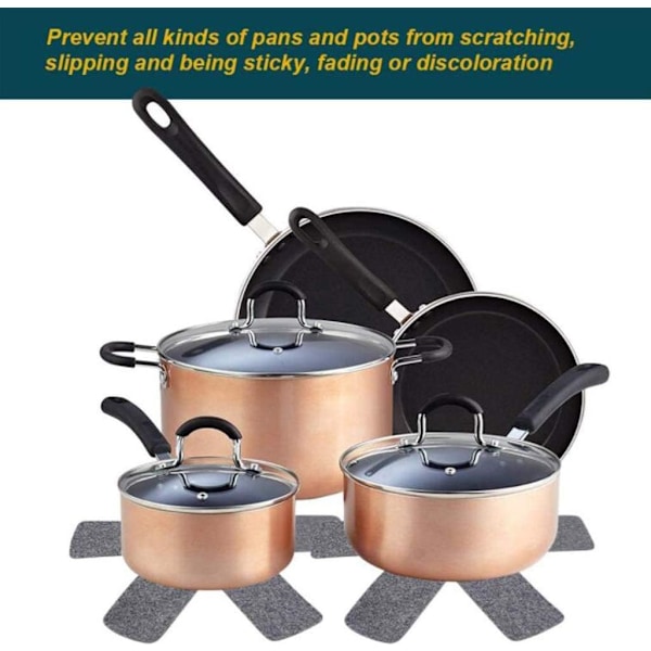 Set med 6 stapelbara grytunderlägg - Justerbara filtgrytunderlägg - Halkfria och återanvändbara kökstillbehör - Diameter 38 cm - Grå
