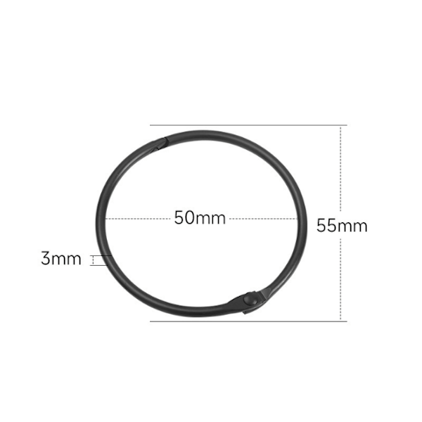 24 Pakke 50mm Bruseforhængsringe i Rustfrit Stål Rundt Design Passer til Gardiner og Brusestænger Metal Bruseforhængsringe Sort