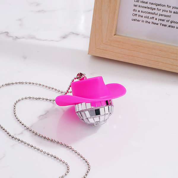 Rosa discokula, spegelprydnad, accessoar till cowboyhatt, söt discokula
