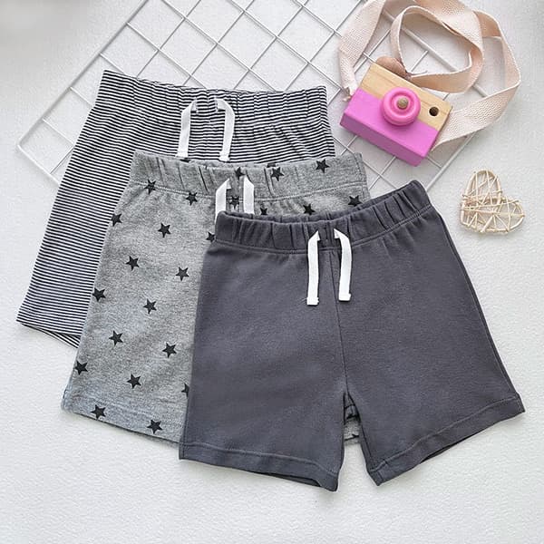 Bomulls shorts för pojkar, set om 3 grå kompatibla 18 månader längd
