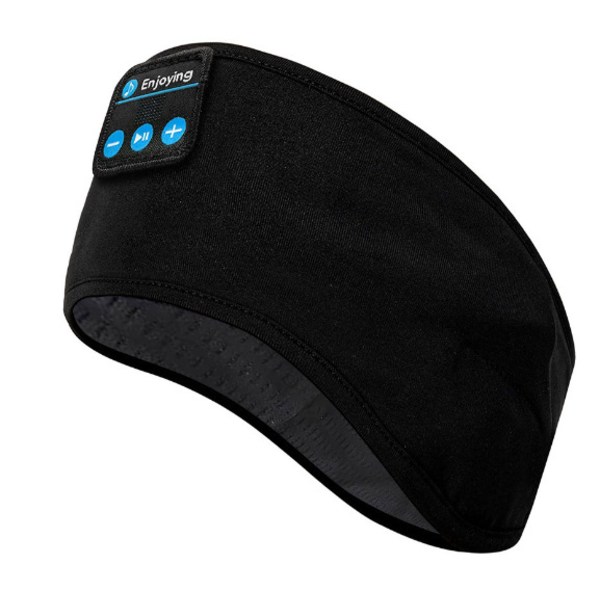 Bluetooth-hodebånd, hodebånd med justerbare øretelefoner, svart