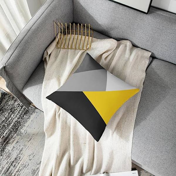 Moderne, enkle, moderne grå, gule, sorte pudebetræk geometrisk D