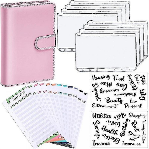 A6 Binder Budget Planner Notebook Covers Folder, Pink