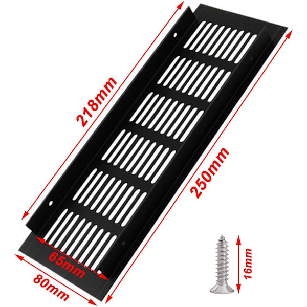 Stykker Aluminium Luftventil Gitter Rektangulær Luftventil Gitter Legering Luftventil Gitter Udvendig Luftventil Gitter til Ventilation Sort 250 * 80mm
