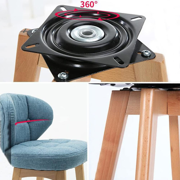 15cm Svingbrett Kraftig Firkantet Svingplate - Stålkulelager - 360° Roterende Baseplate for Barkrakk, Stol, TV-bord, Bar, Svingbart Båtsete