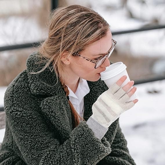Vinter Fingerløse Handsker kompatible Kvinder, Varme Konvertible Clamshell Vante