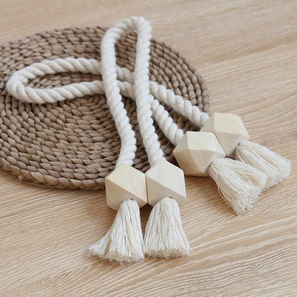 Pakkauksia Magneettiset Verhonpidikkeet Käsin Kudotut Puuvillaiset Verhonauhat Verhopidikkeet Verhonpidikkeet Verhoille (Beige, 2)