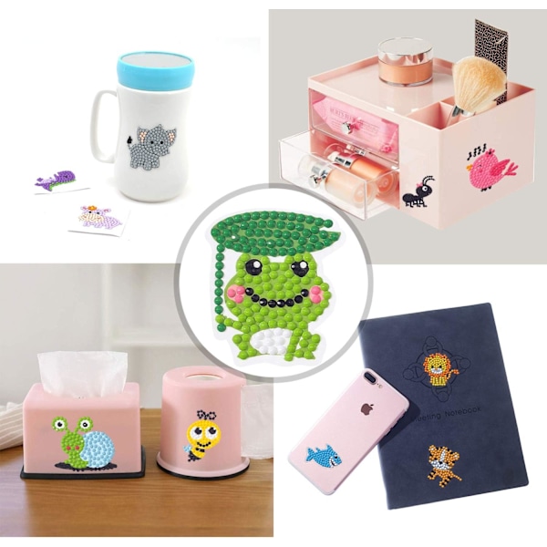 5D Timanttitarra-askartelusetti lapsille, 18 kpl Hyönteis- ja eläintarra-sarjaa, Ympäristöystävällinen DIY-askartelusetti luovien taitojen kehittämiseen