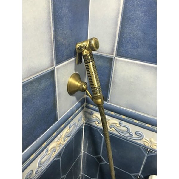 Retro Brusehovedholder til Justerbart Brusehoved i Massiv Messing Bronze