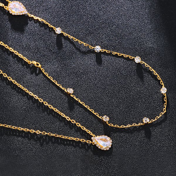 Crystal Back Chain Smycken för kvinnor Bride Backless Rhinestone Waterdr