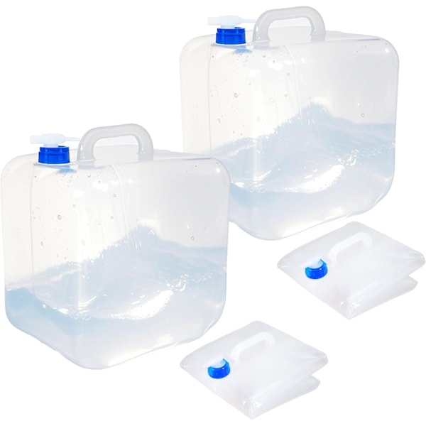 Hopfällbar Vattenbehållare med Kran & Krok, BPA-fri Vattendunk, Vikbar Bärhink, 2-pack (10L/2,6 Gallon)