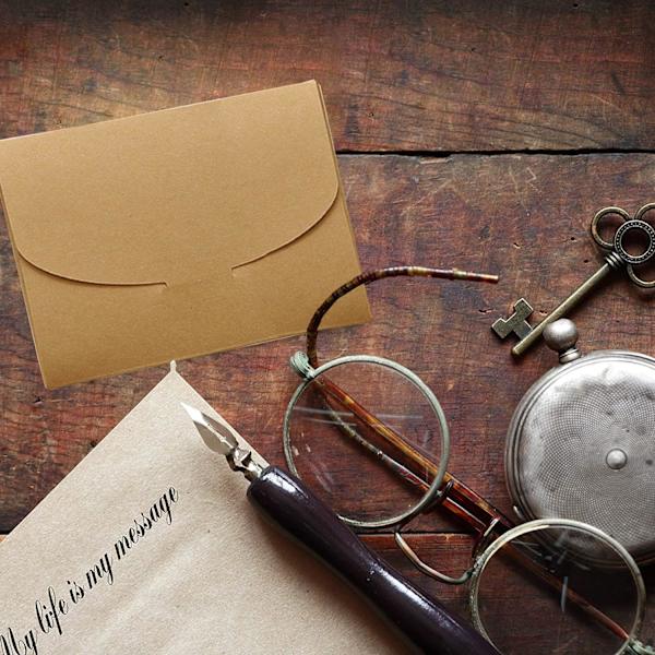 50 st Kraftpapperskuvert, Postkortkuvert, Kreativ Retro Söt Hea