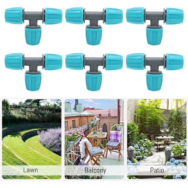 20 stk, 16mm Pigtrådsrør Fittings Drypvanding Fittings Rør Tee Konnektor