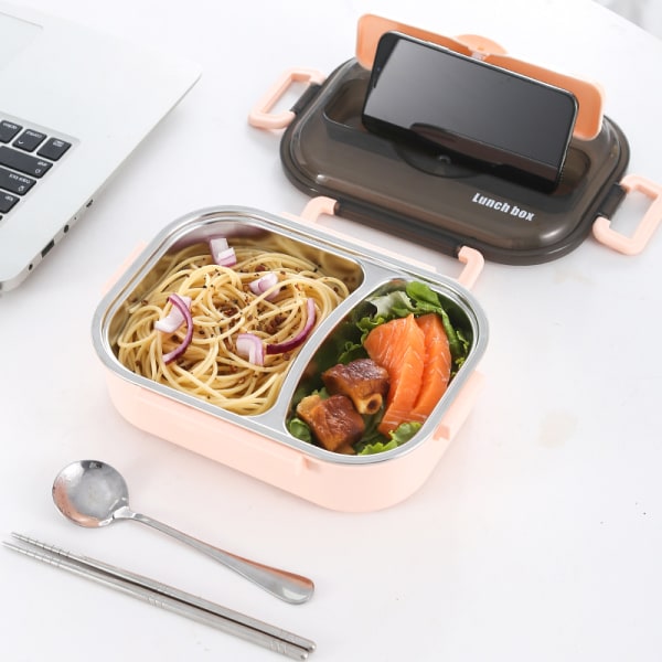 Student Lunch Box, Isolerad Lunch Box Bestick, rosa