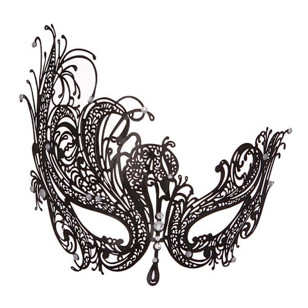 Maskeradmask för kvinnor Metal Mask Shiny Rhinestone Venetian Party E