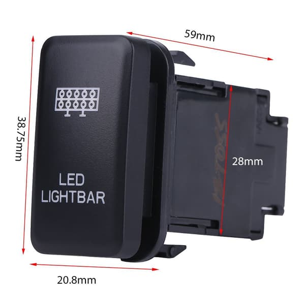 Bil Rocker Switch, 12V Blå LED Switch ON/OFF Kontaktor 38.75 x 20.8mm med 200MM Kabel til Bil (BAKLYS)