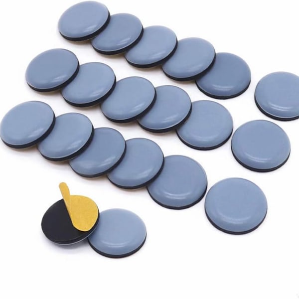 Huonekaluliukuesteet, 20 kpl PTFE Teflon pyöreitä itseliimautuvia huonekaluliukuesteitä, jotka sopivat sileille lattioille ja matoille (pyöreä, 19 mm)