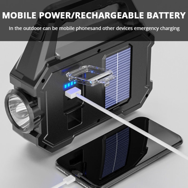 Multifunktionell strålkastare utomhus vattentät solenergi powerbank stark