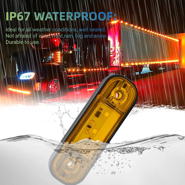 10 st sidomarkeringsljus 12V/24V Universal Positionsljus 3-LED Fram