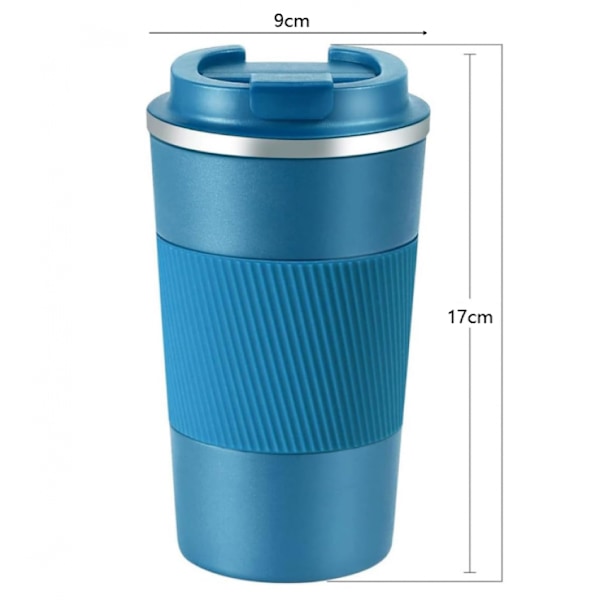 Isolerad Mugg Kaffe Te Kopp för Resan Dubbelväggig Rostfri Stål Resemugg Varm Kall (Blå, 510ml)