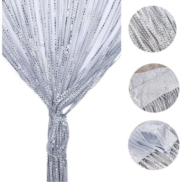 2-pack Sequin Garn Gardiner för Dörr, Vägg, Fönster, Rumsavdelare, Blanka Gardiner