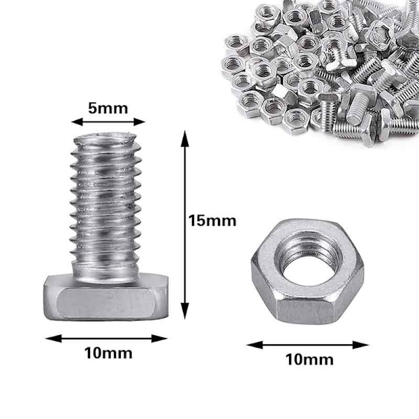 50 st Växthus Aluminium Klipphuvud Muttrar och Bultar för Kort Huvud Växthus för Växthuskonstruktion och Reparation, Nödvändiga Tillbehör