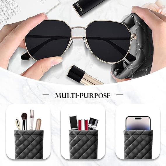 Solbrillepose - Bærbar Solbrille Organizer Pose Tasker Blødt PU Læder Briller 2 Pak