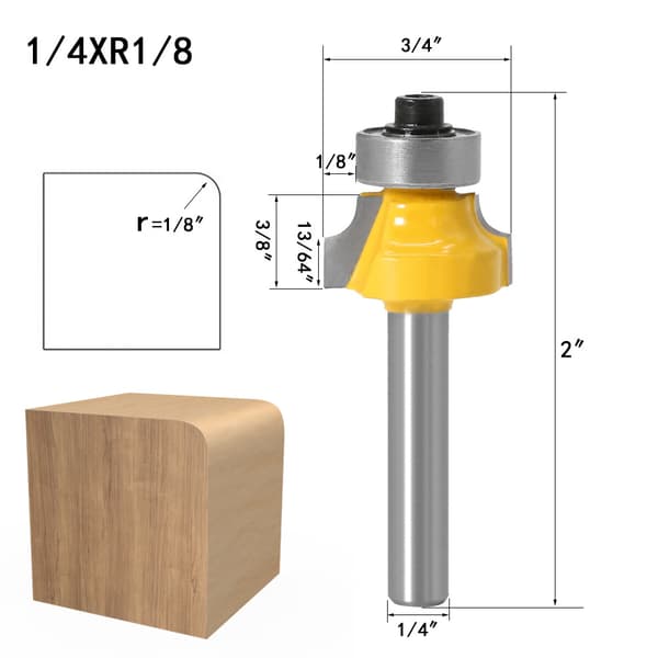 Router Bit Fræser Værktøjssæt - 1/4 Skaft - Til Træbearbejdning - 4 Assorterede Størrelser