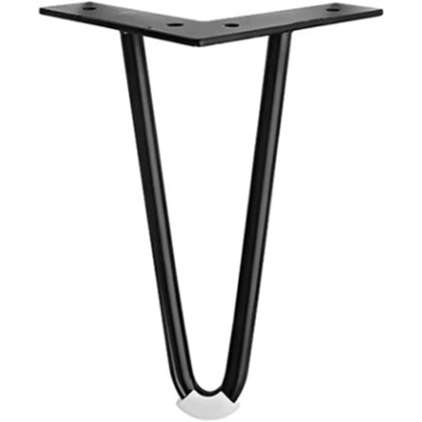 2 st bordsben i modern metall, hårnålsformade bordsben, solida och robusta kallvalsade