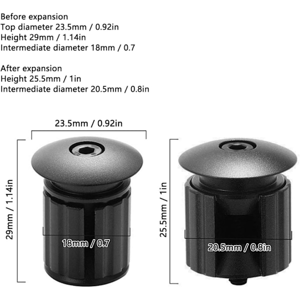 Par Sykkelstyre Endestykker, Justerbare Aluminiumlegering Styrendestykker for 18-20mm Landeveissykkel BMX MTB Styret (Svart)