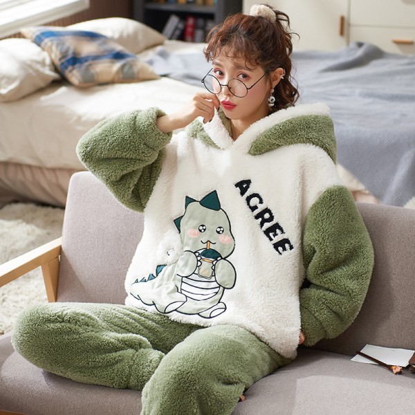 Loungewear Par Pyjamasset Kvinnor Män Vinter Tjocka Pyjamas Sömn