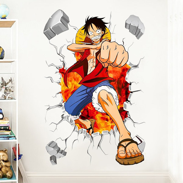 3D One Piece Luffy itseliimautuva seinätarra pojan makuuhuoneeseen luova graffiti
