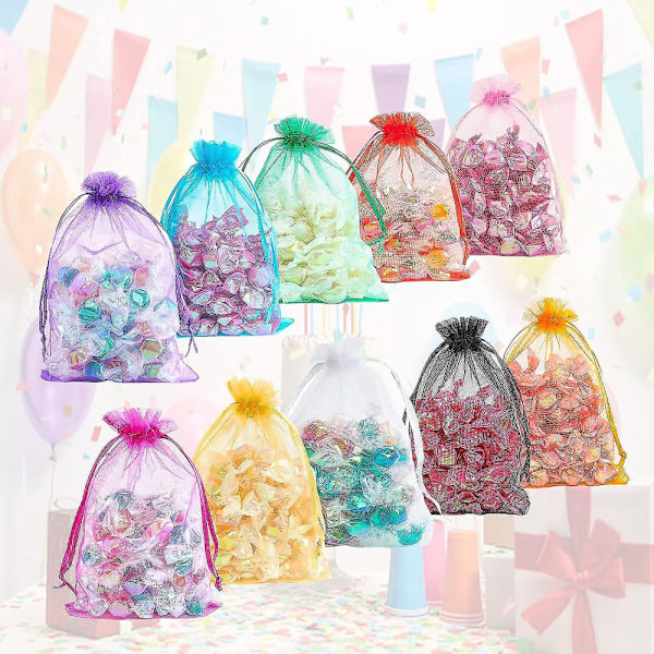 Hvide Organza Gaveposer - 100 stk. Bryllupssmykkeposer - 5x7 cm Gennemsigtige Netposer Perfekte Til Bryllup, Jul, Fødselsdag, Jubilæum