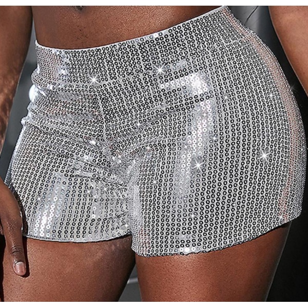 Glittrande silvershorts för kvinnor till barföreställningar, temafester,