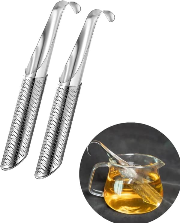 Te-diffuser i rustfritt stål, 2 stk. te-kule 304 te-infuser i rustfritt stål, gjenbrukbar te-sil, te-filter i rustfritt stål, finmasket te-pipe S
