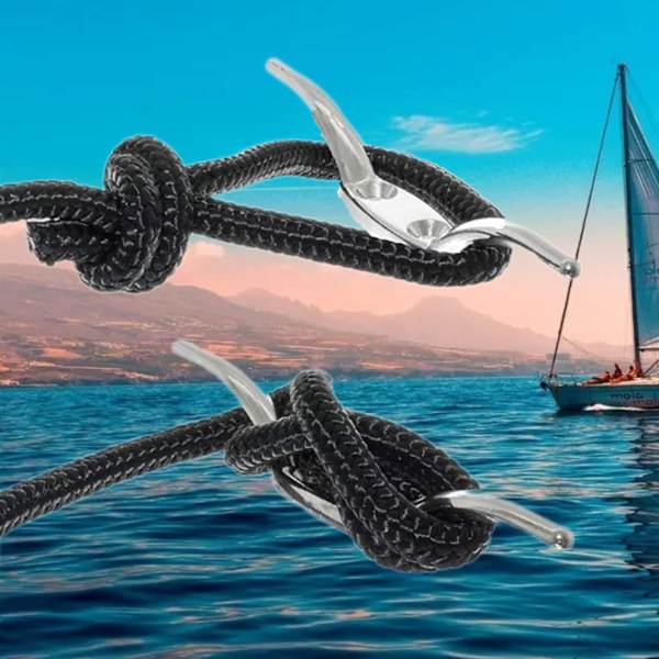 Sølv Bådklampe Tovklampe Krog Persiennekrog Rustfrit Stål Mast Tovkrog til Persiennetov Yacht Dock Dæk Base Marine Båd Fastgørelsestilbehør (4 stk)