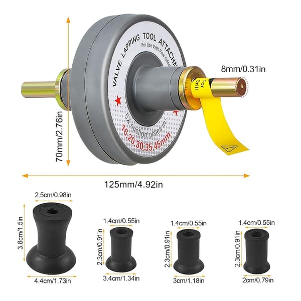 12,5*6,5 CM Ventilslibeværktøj, Motorventilslibning, Ventilslibeværktøj, Ventilværktøj, Ventilslibesæt med gummiring, Størrelse 3.4.5.6