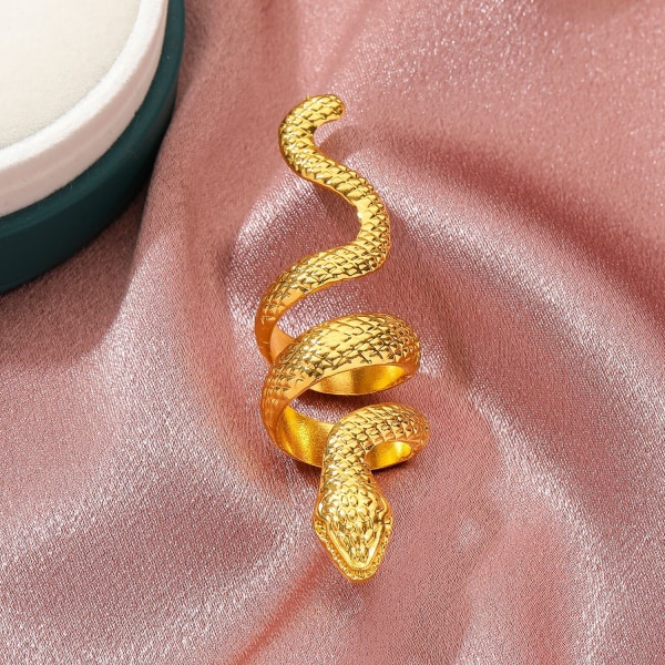 Punk Snake Rings Guld Överdrivna Snake Rings Vintage Serpent Rings Go