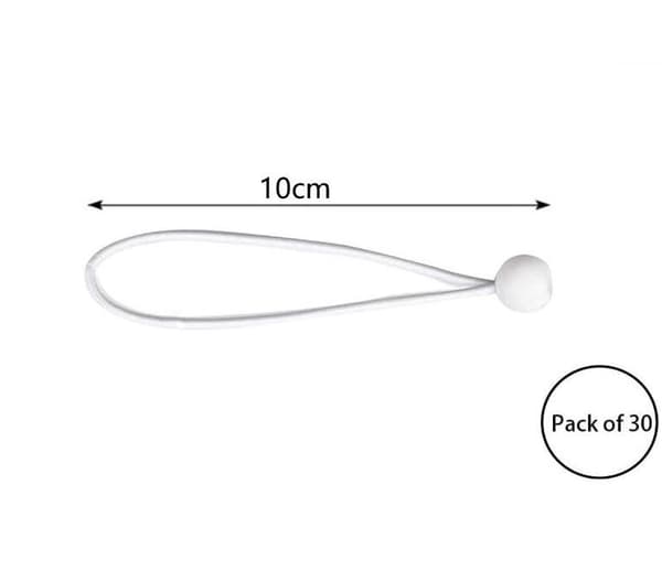 Presenningsstrammer, 30 stk. elastisk presenningsstrammer til elastiske kroge med plastikkugle, telteelastikker til presenninger, hvid elastisk snor